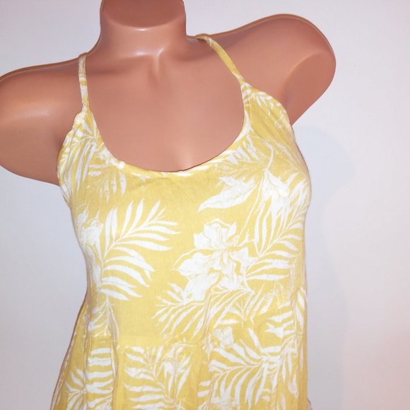 Roxy Sand Dune Dress Medium Yellow White Mini Floral Sleeveless Bust 18" Length - Picture 4 of 11